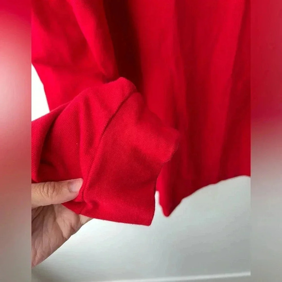 Mens Polo Ralph  Lauren Classic Fit Long Sleeve Red Mesh Polo Shirt - Picture 7 of 11